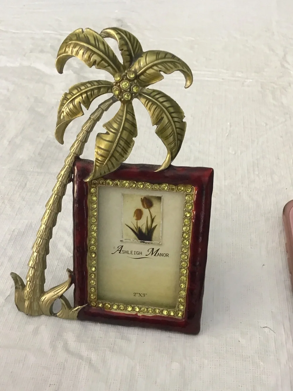Vintage Burgundy and Gold Palm Tree Photo Frame #193